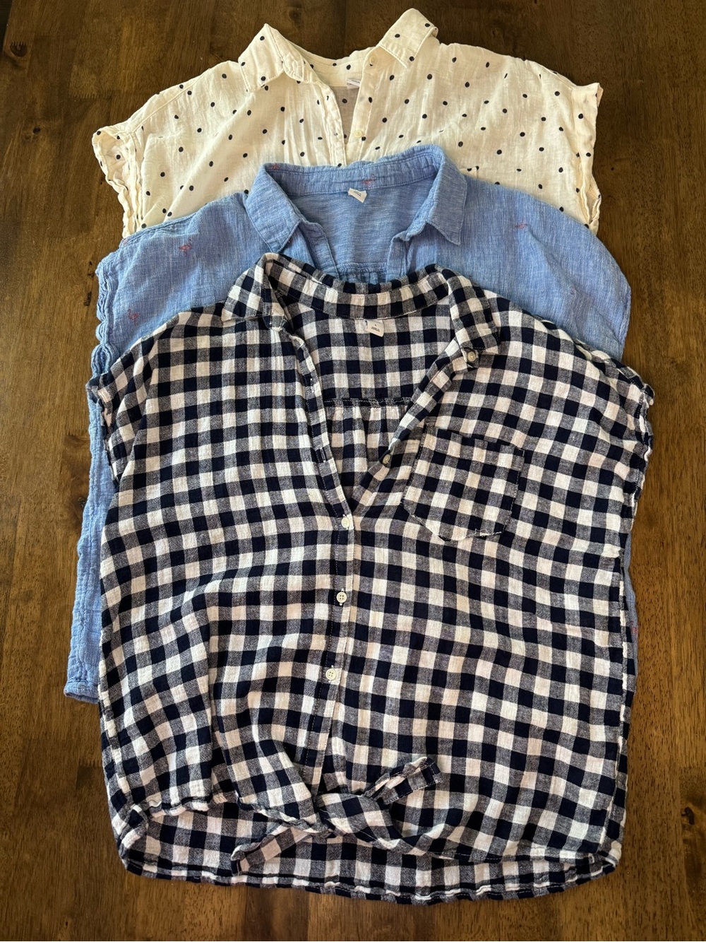 Old Navy Linen Blend Short Sleeve Tie Front Shirt Lot Set of 3 Size L